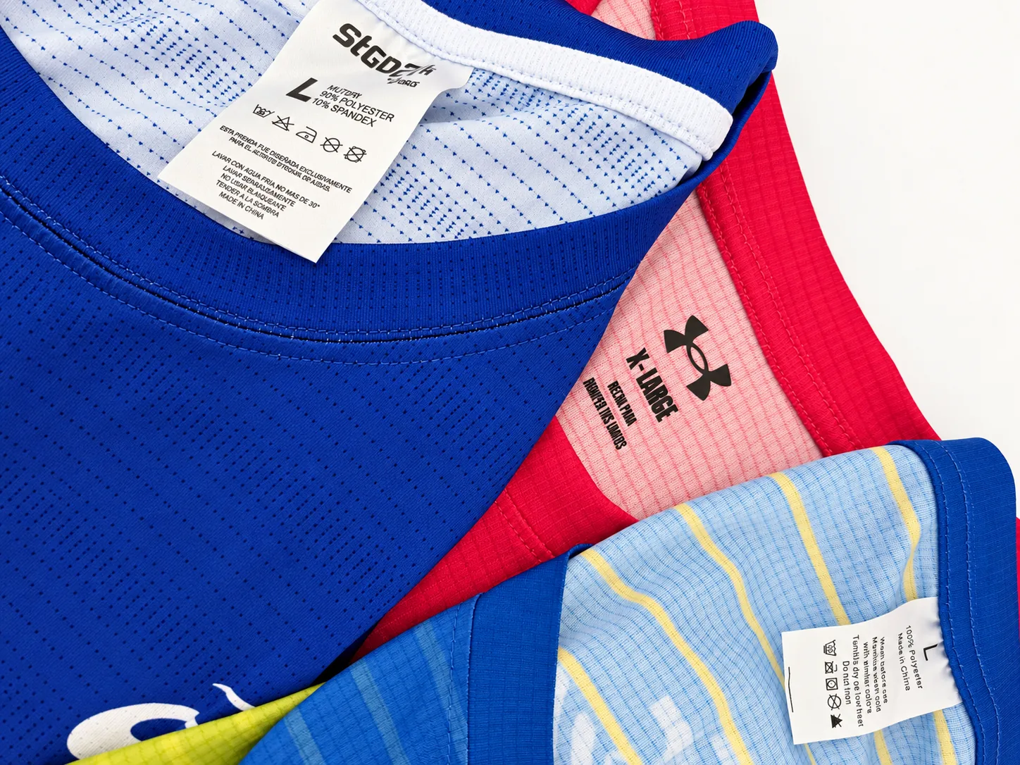 Printed labels on custom sports t-shirts