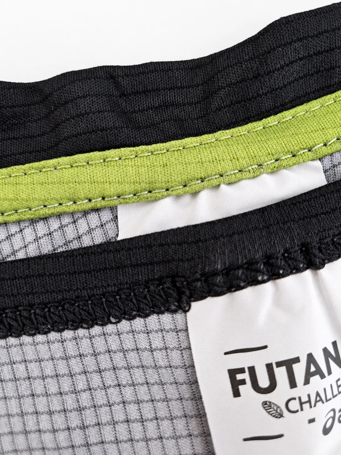 Stitching and label detail on race t-shirts