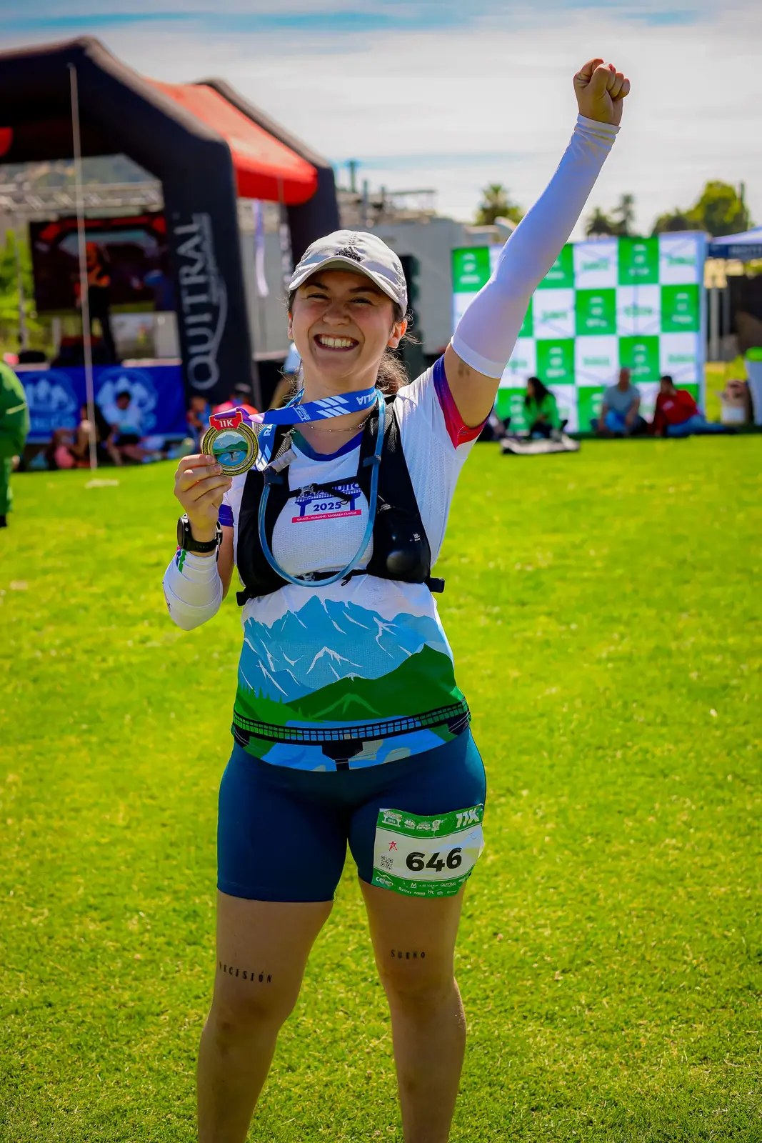 Trail runner wearing arm sleeves